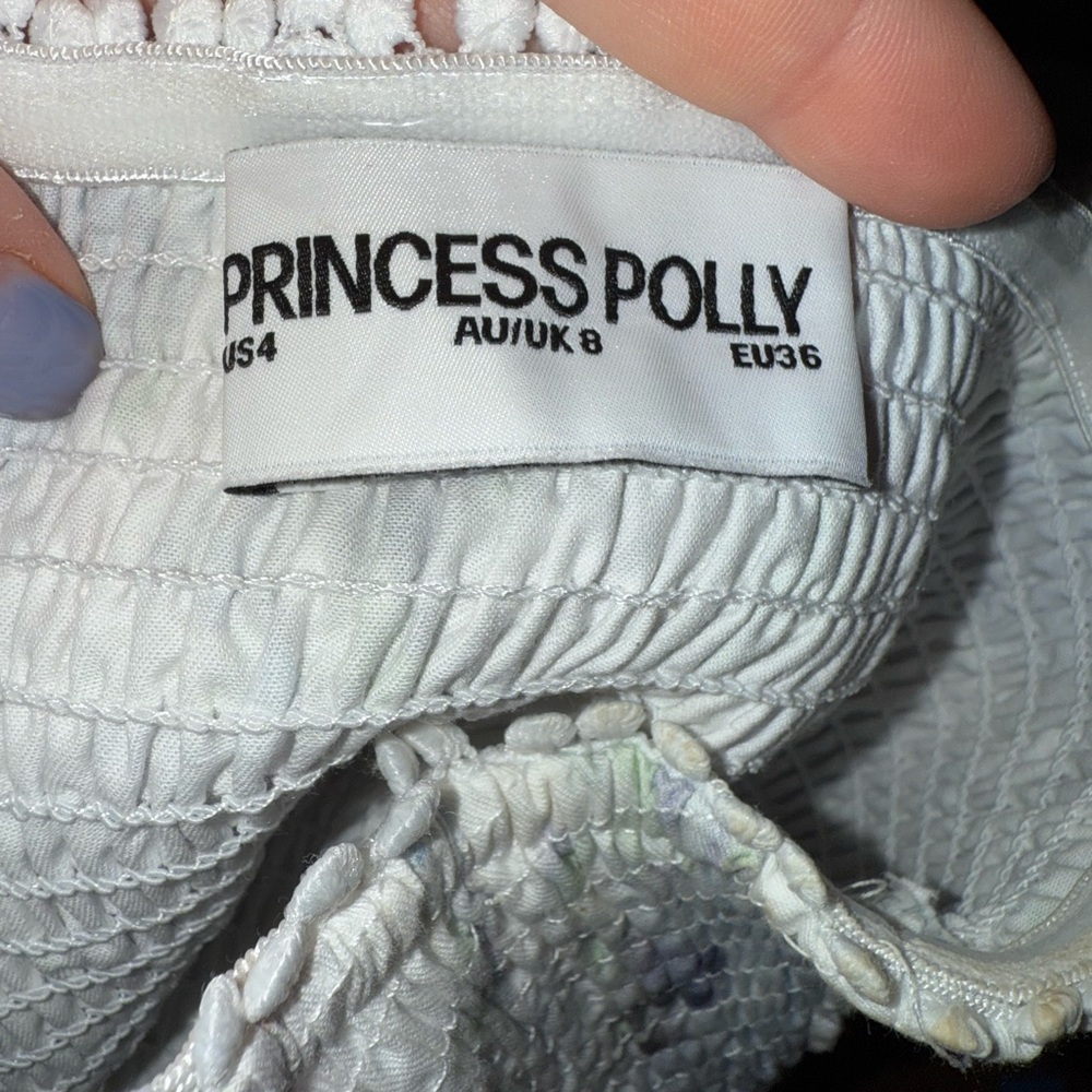 Princess Polly Sunkiss Frill Mini Dress White / Blue 4 - Picture 6 of 6